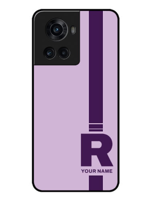 Custom OnePlus 10R 5G Photo Printing on Glass Case - Simple dual tone stripe with name Design