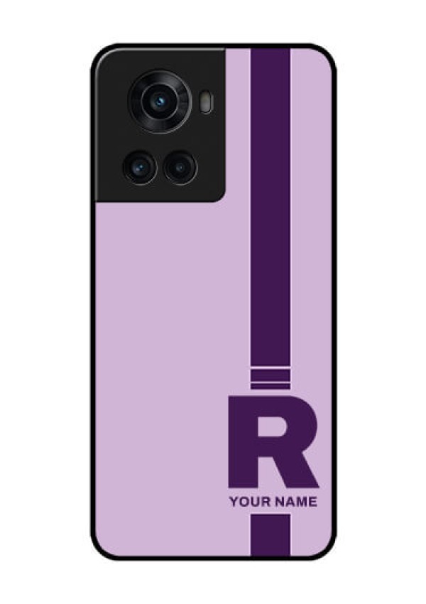 OnePlus 10R 5G Photo Printing on Glass Case - Simple dual tone stripe with name Design