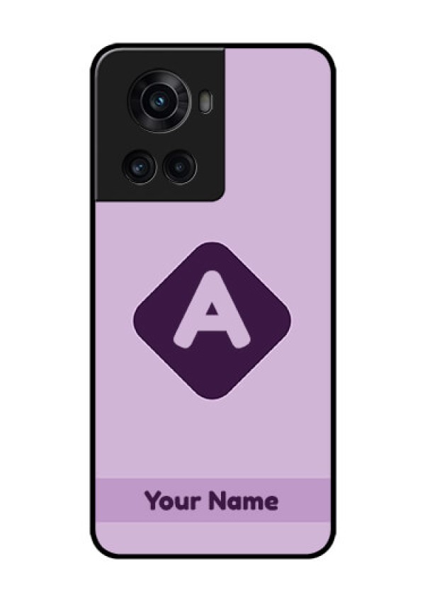 OnePlus 10R 5G Custom Glass Mobile Case - Custom Letter in curved badge Design