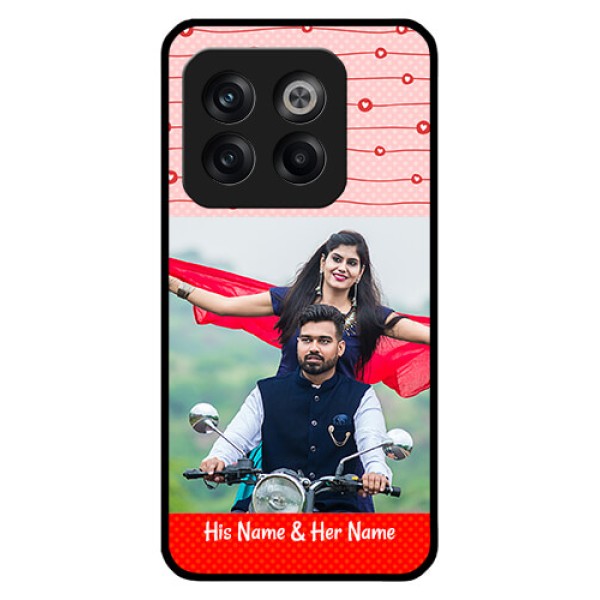 OnePlus 10T 5G Personalized Glass Phone Case - Red Pattern Case Design