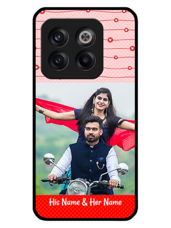 Custom OnePlus 10T 5G Personalized Glass Phone Case - Red Pattern Case Design