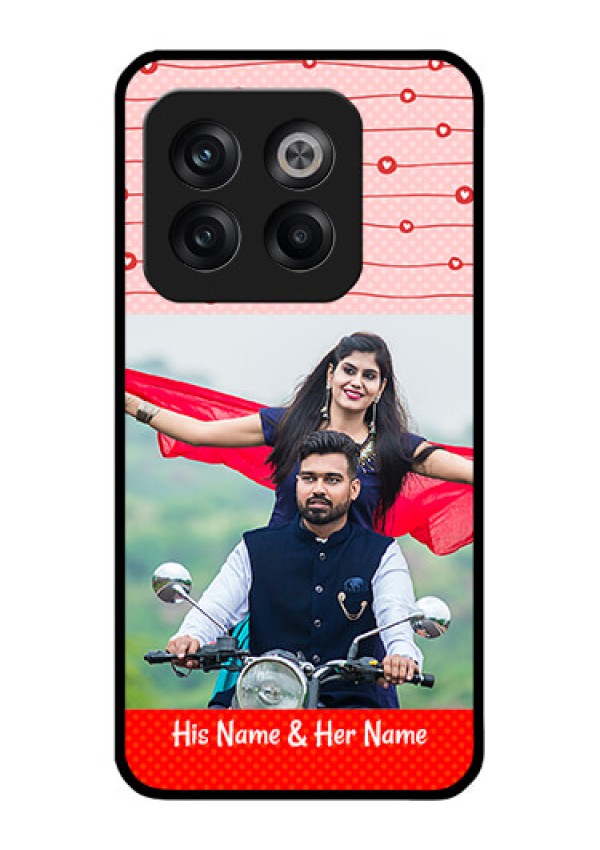 OnePlus 10T 5G Personalized Glass Phone Case - Red Pattern Case Design