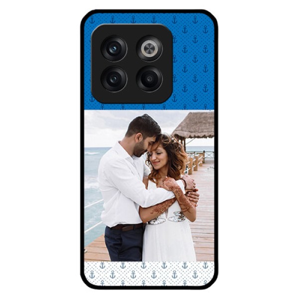 OnePlus 10T 5G Photo Printing on Glass Case - Blue Anchors Design
