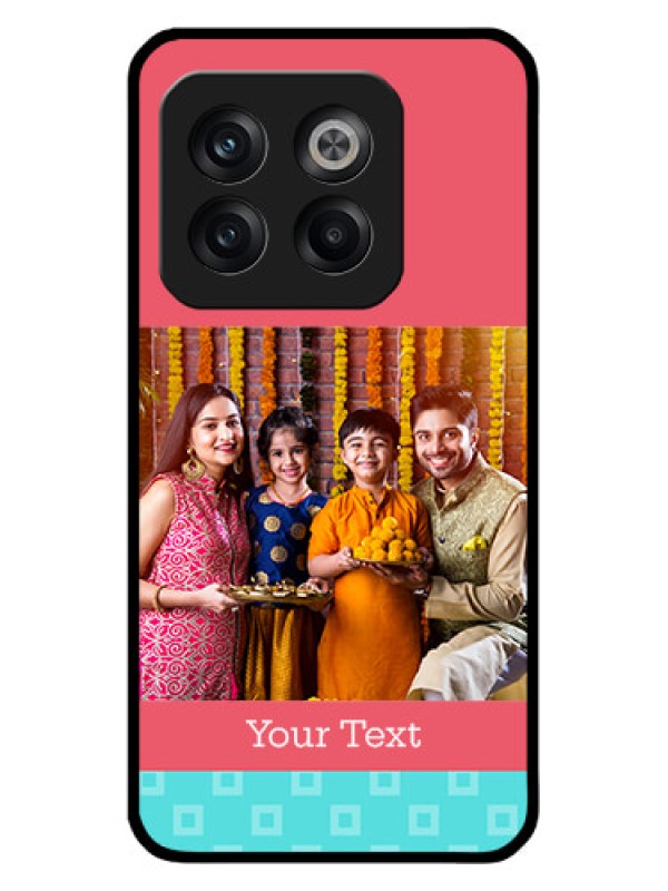 Custom OnePlus 10T 5G Personalized Glass Phone Case - Peach & Blue Color Design