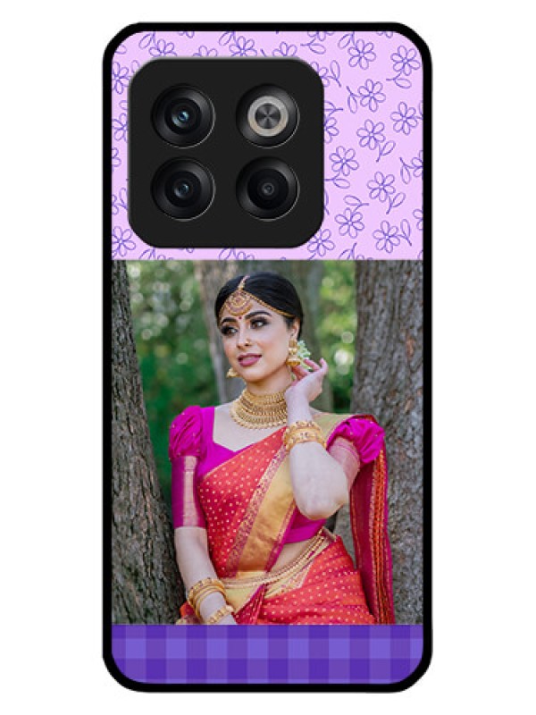 Custom OnePlus 10T 5G Custom Glass Phone Case - Purple Floral Design
