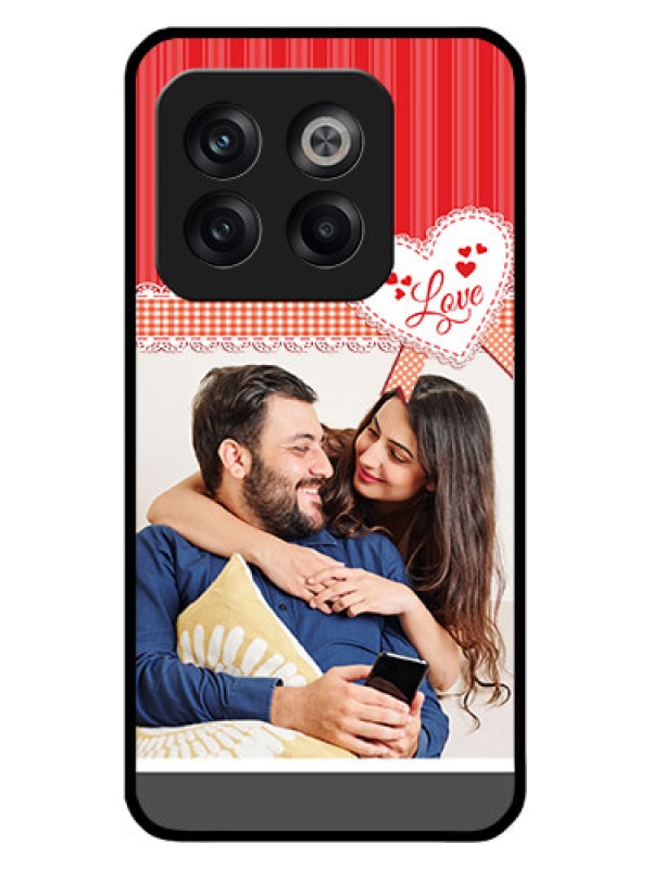 Custom OnePlus 10T 5G Custom Glass Mobile Case - Red Love Pattern Design