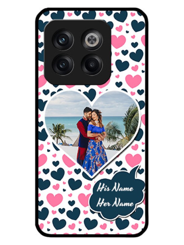 Custom OnePlus 10T 5G Custom Glass Phone Case - Pink & Blue Heart Design