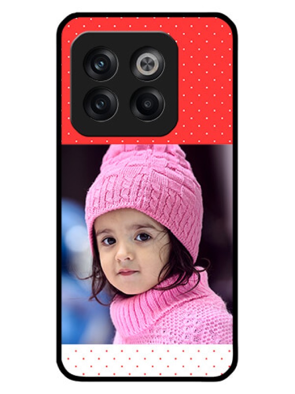 Custom OnePlus 10T 5G Photo Printing on Glass Case - Red Pattern Design