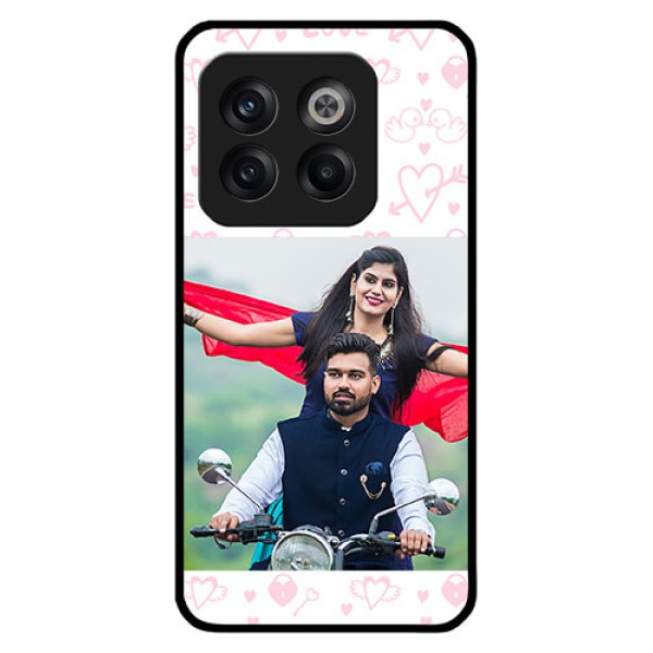 OnePlus 10T 5G Custom Glass Mobile Case - Pink Flying Heart Design OnePlus 10T 5G Custom Glass Mobile Case - Pink Flying Heart Design