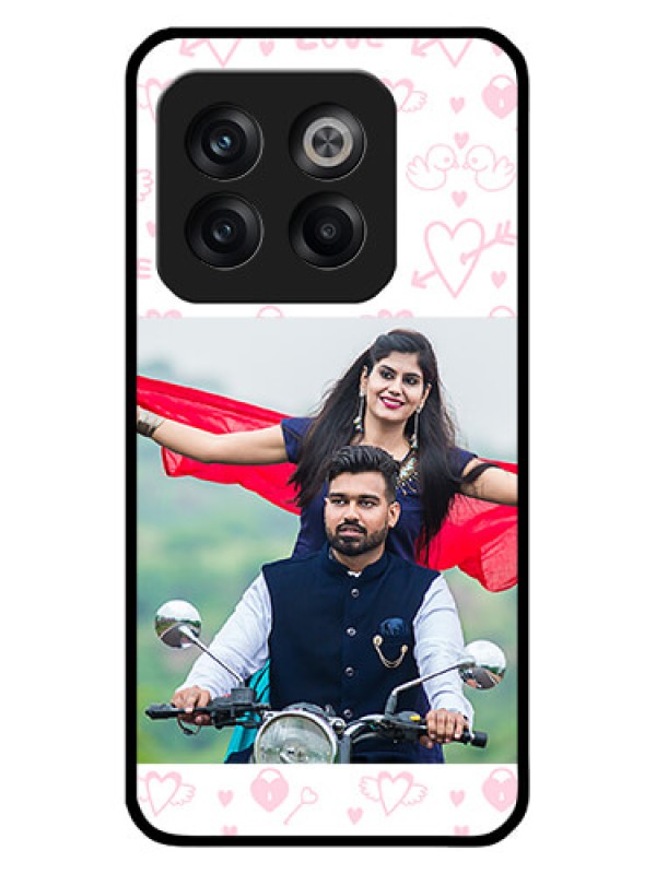 Custom OnePlus 10T 5G Custom Glass Mobile Case - Pink Flying Heart Design