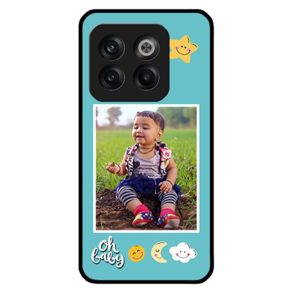 OnePlus 10T 5G Personalized Glass Phone Case - Smiley Kids Stars Design