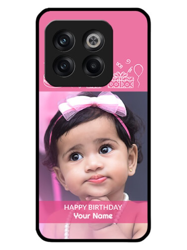 Custom OnePlus 10T 5G Photo Printing on Glass Case - with Birthday Line Art Design