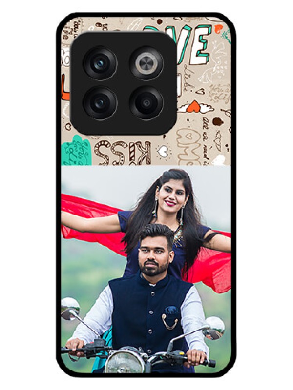 Custom OnePlus 10T 5G Custom Glass Phone Case - Love Doodle Pattern