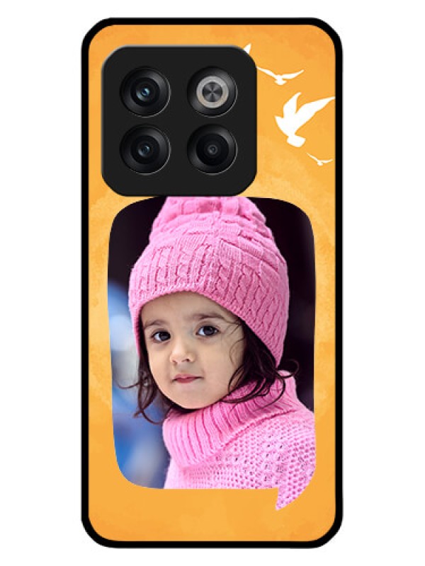Custom OnePlus 10T 5G Personalized Glass Phone Case - Water Color Design with Bird Icons
