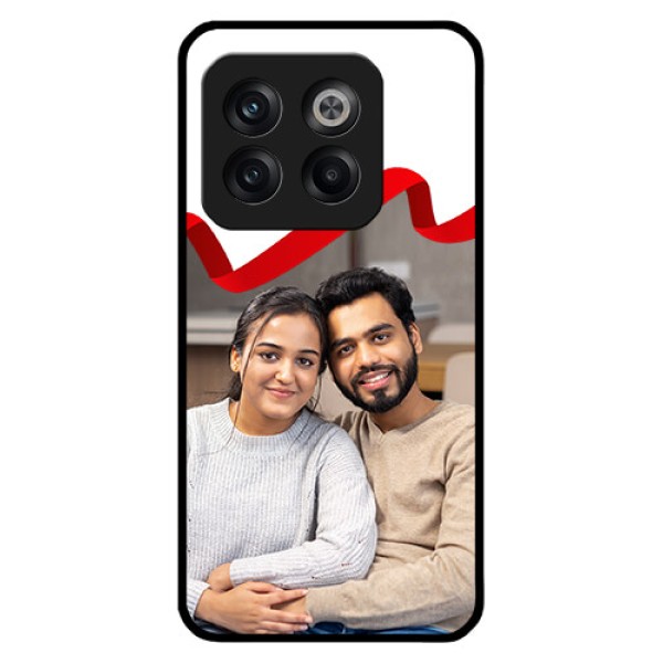 OnePlus 10T 5G Photo Printing on Glass Case - Red Ribbon Frame Design