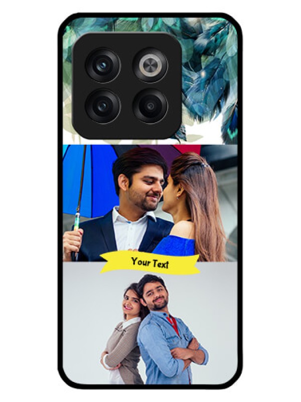 Custom OnePlus 10T 5G Personalized Glass Phone Case - Image with Boho Peacock Feather Design