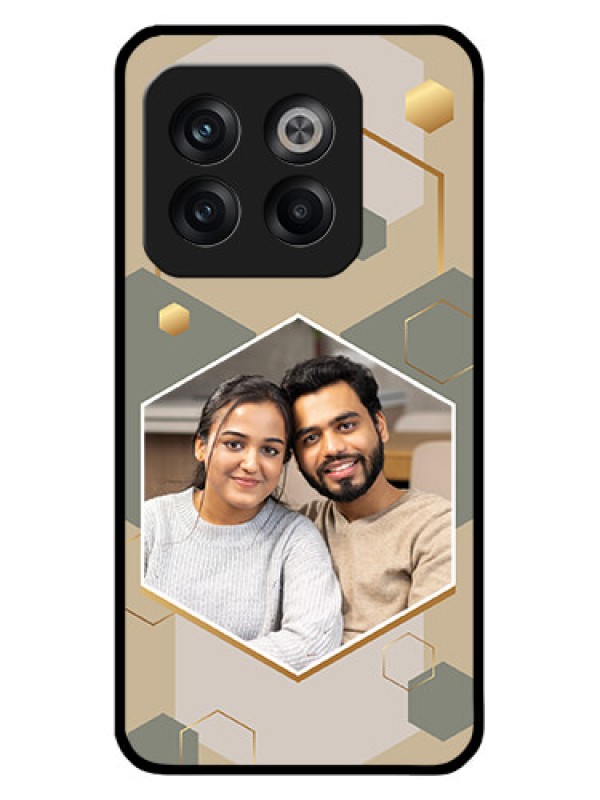 Custom OnePlus 10T 5G Photo Printing on Glass Case - Stylish Hexagon Pattern Design