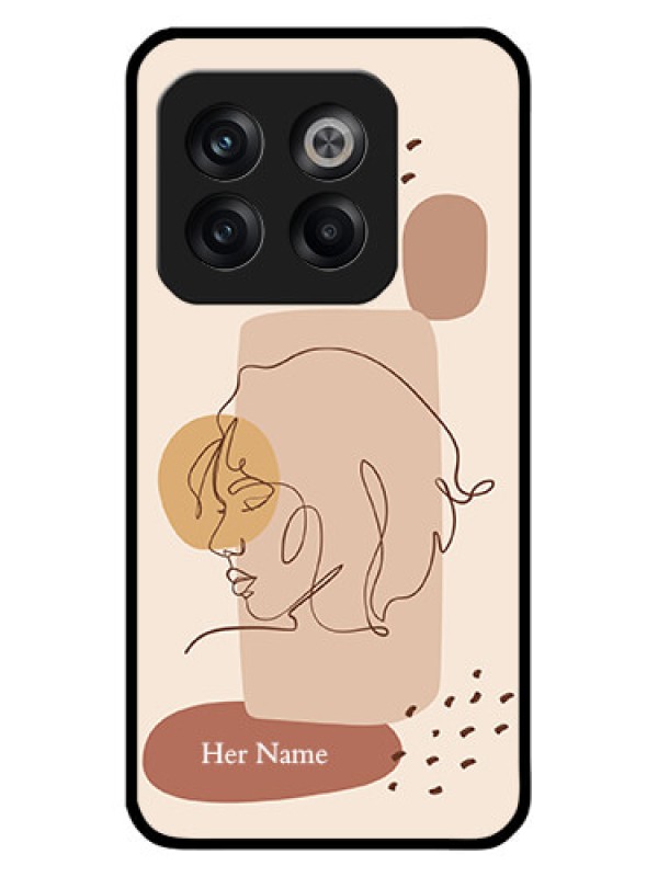 Custom OnePlus 10T 5G Photo Printing on Glass Case - Calm Woman line art Design