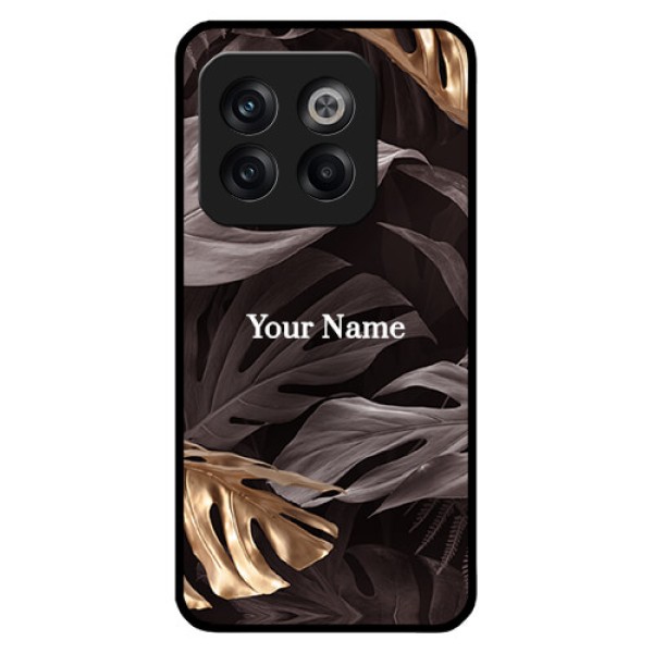OnePlus 10T 5G Personalised Glass Phone Case - Wild Leaves digital paint Design