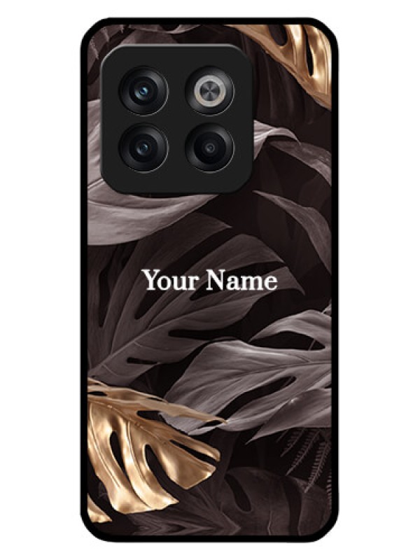 Custom OnePlus 10T 5G Personalised Glass Phone Case - Wild Leaves digital paint Design