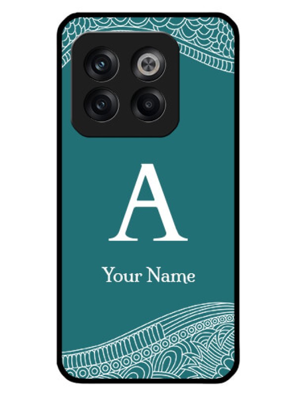 Custom OnePlus 10T 5G Personalized Glass Phone Case - line art pattern with custom name Design