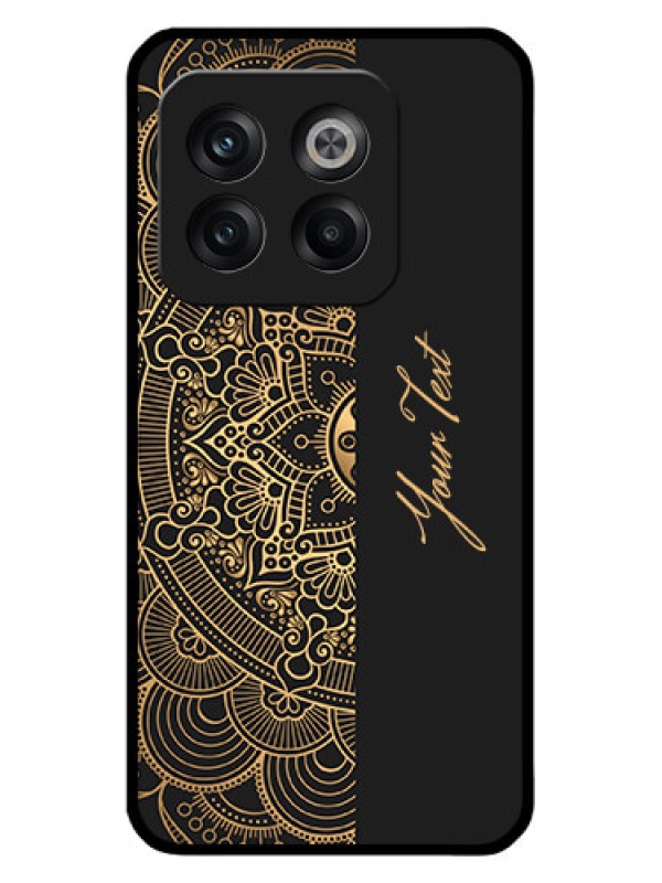 Custom OnePlus 10T 5G Photo Printing on Glass Case - Mandala art with custom text Design