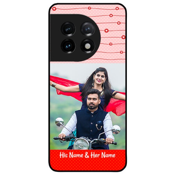 OnePlus 11 5G Personalized Glass Phone Case - Red Pattern Case Design