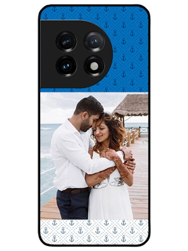 Custom OnePlus 11 5G Photo Printing on Glass Case - Blue Anchors Design