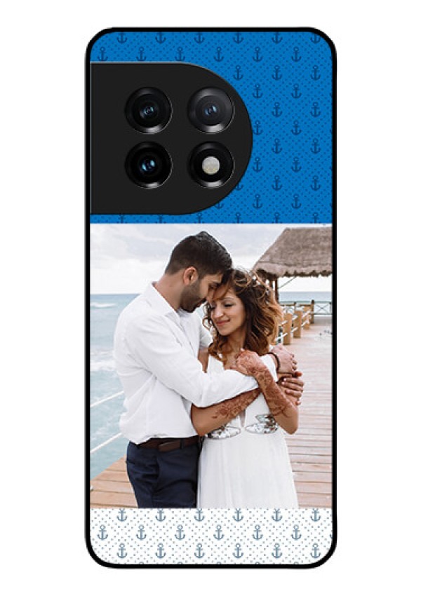 OnePlus 11 5G Photo Printing on Glass Case - Blue Anchors Design