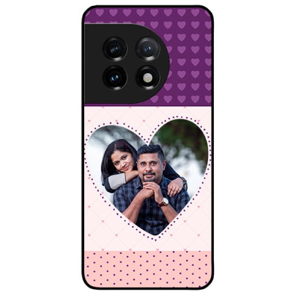 OnePlus 11 5G Custom Glass Phone Case - Violet Love Dots Design