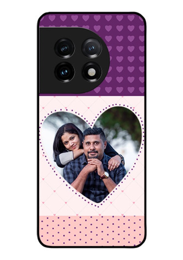 OnePlus 11 5G Custom Glass Phone Case - Violet Love Dots Design