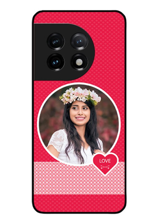 OnePlus 11 5G Personalised Glass Phone Case - Pink Pattern Design