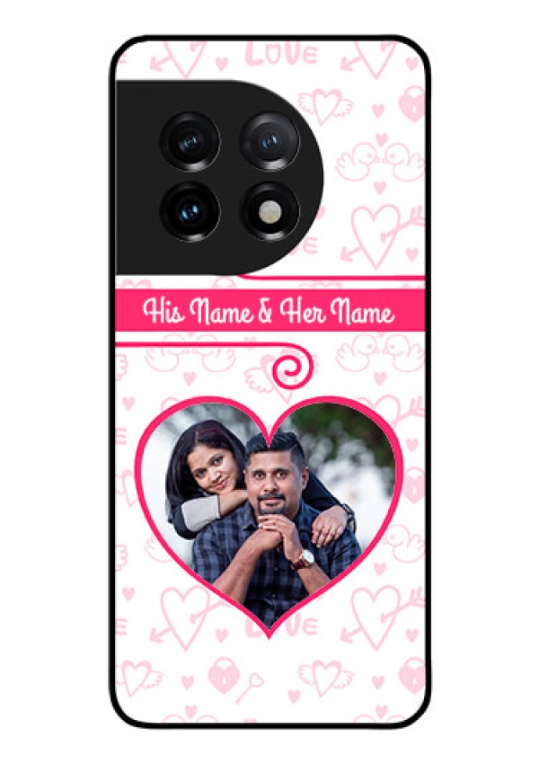 OnePlus 11 5G Personalized Glass Phone Case - Heart Shape Love Design