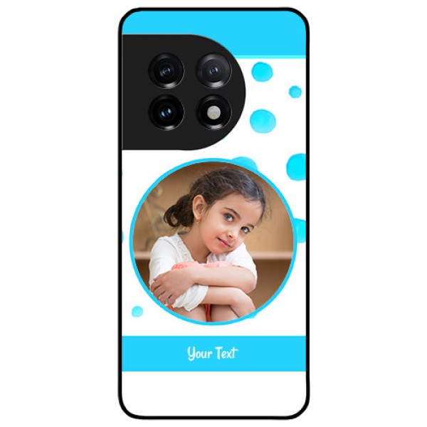 OnePlus 11 5G Photo Printing on Glass Case - Blue Bubbles Pattern Design