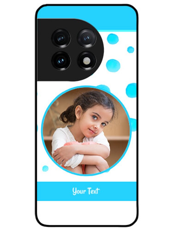 Custom OnePlus 11 5G Photo Printing on Glass Case - Blue Bubbles Pattern Design