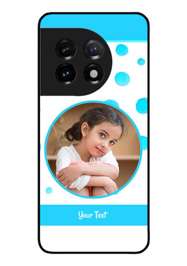 OnePlus 11 5G Photo Printing on Glass Case - Blue Bubbles Pattern Design