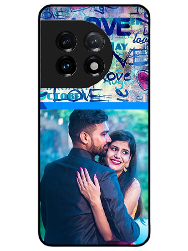 Custom OnePlus 11 5G Custom Glass Mobile Case - Colorful Love Design