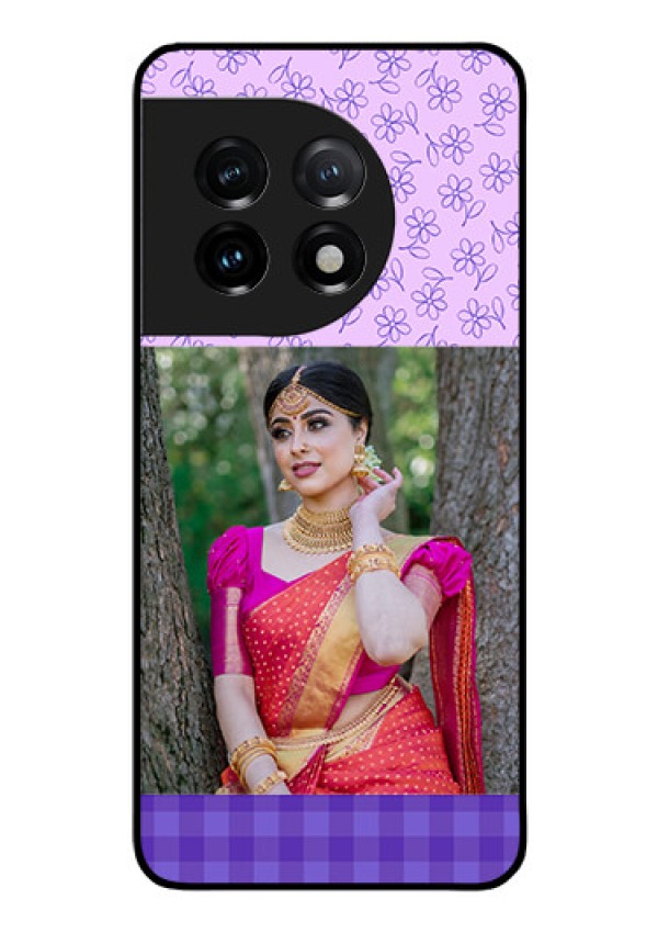 OnePlus 11 5G Custom Glass Phone Case - Purple Floral Design