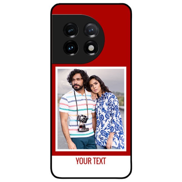 OnePlus 11 5G Personalized Glass Phone Case - Simple Red Color Design