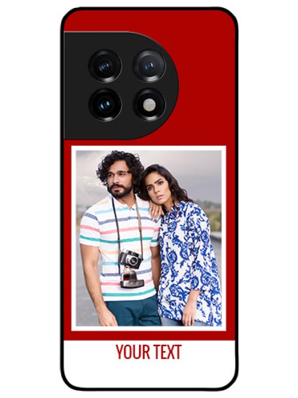 Custom OnePlus 11 5G Personalized Glass Phone Case - Simple Red Color Design