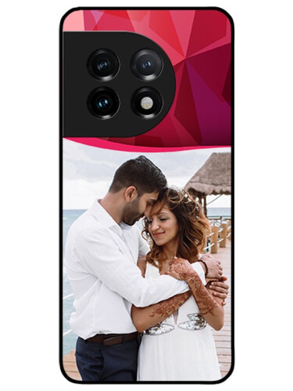 Custom OnePlus 11 5G Custom Glass Mobile Case - Red Abstract Design