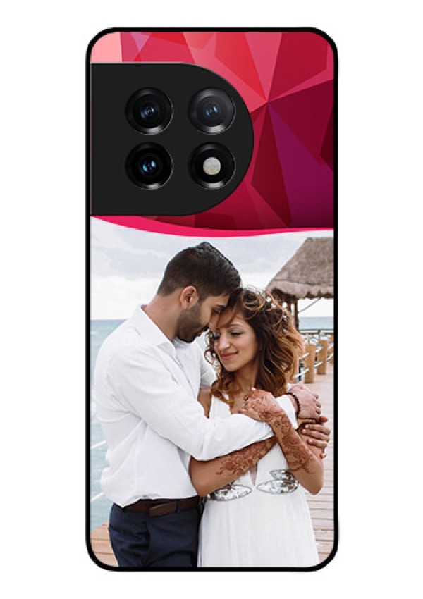OnePlus 11 5G Custom Glass Mobile Case - Red Abstract Design