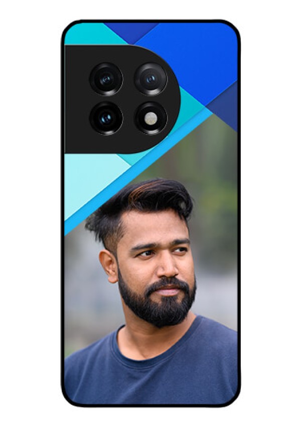 OnePlus 11 5G Custom Glass Phone Case - Blue Pattern Design