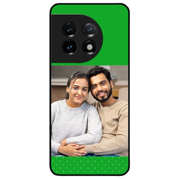 OnePlus 11 5G Personalized Glass Phone Case - Green Pattern Design