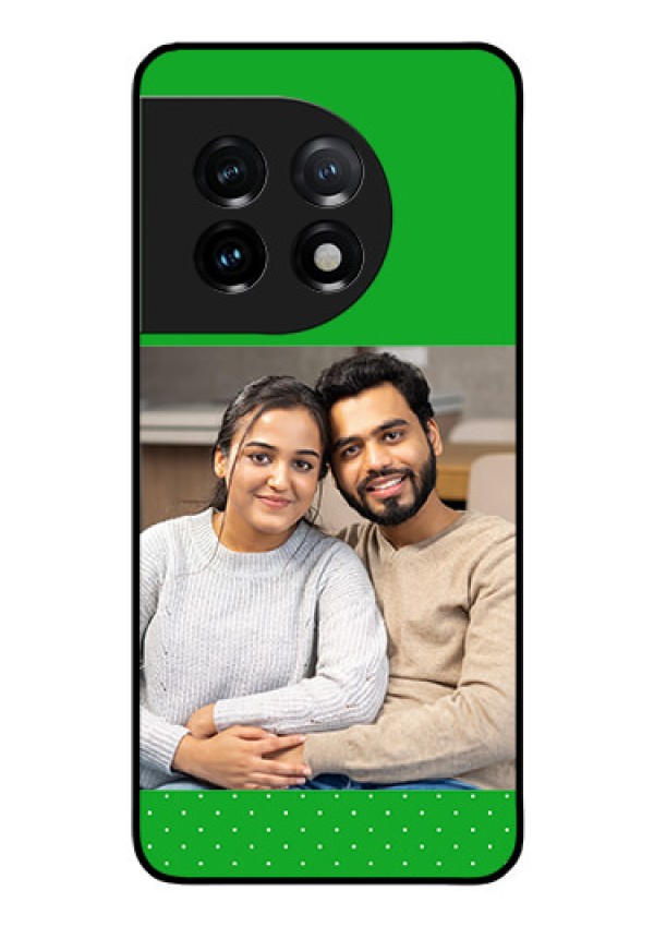 OnePlus 11 5G Personalized Glass Phone Case - Green Pattern Design