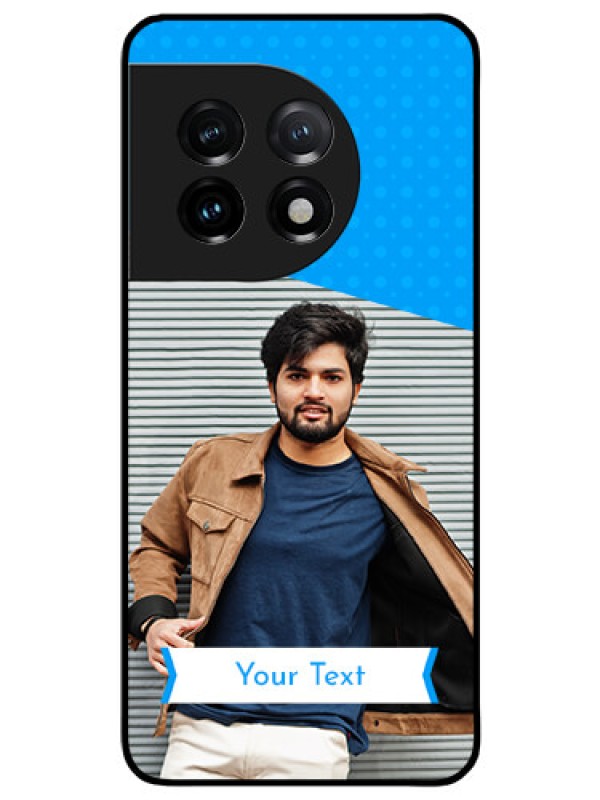 Custom OnePlus 11 5G Photo Printing on Glass Case - Simple Blue Color Design