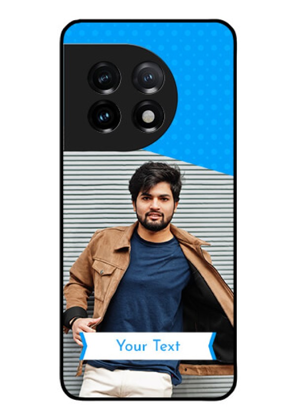 OnePlus 11 5G Photo Printing on Glass Case - Simple Blue Color Design
