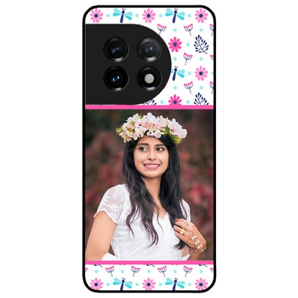 OnePlus 11 5G Photo Printing on Glass Case - Colorful Flower Design OnePlus 11 5G Photo Printing on Glass Case - Colorful Flower Design