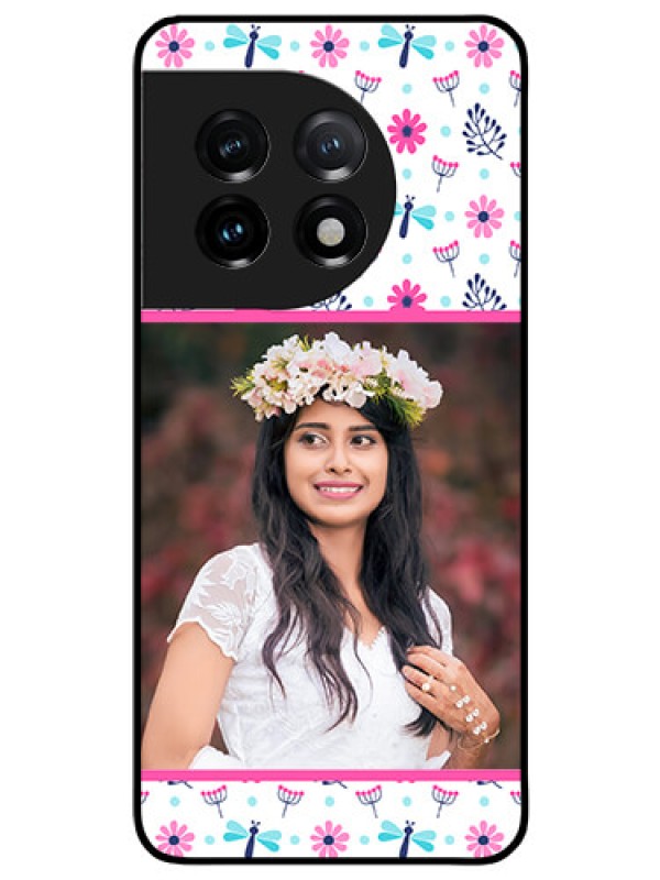 Custom OnePlus 11 5G Photo Printing on Glass Case - Colorful Flower Design