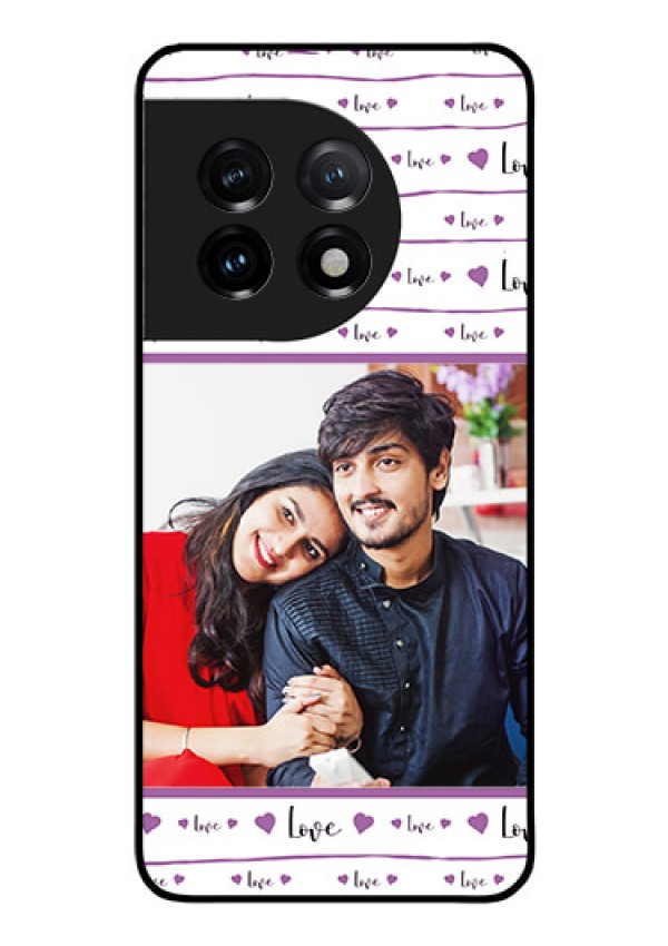 OnePlus 11 5G Custom Glass Mobile Case - Couples Heart Design